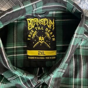 Green Plaid Casual Men's Shirt - 2XL